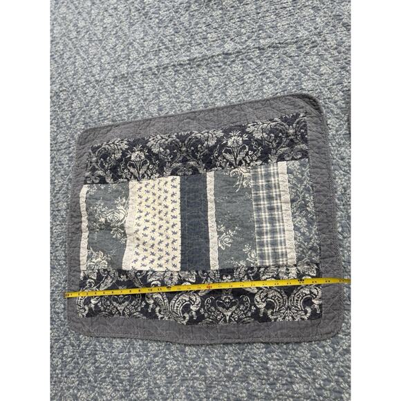 Country Living Quilt Denim Blue Patchwork Queen Quilt Set Cotton 80x84 (2) Shams - Picture 11 of 14